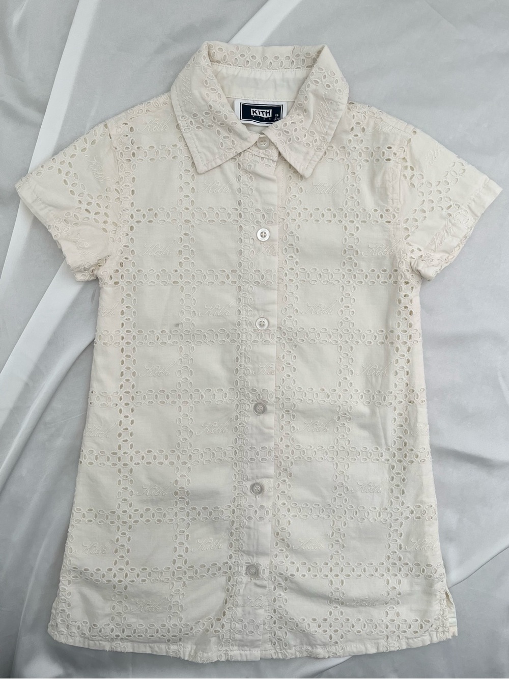 Kith Cream Eyelet Short-Sleeve Button Down Dress